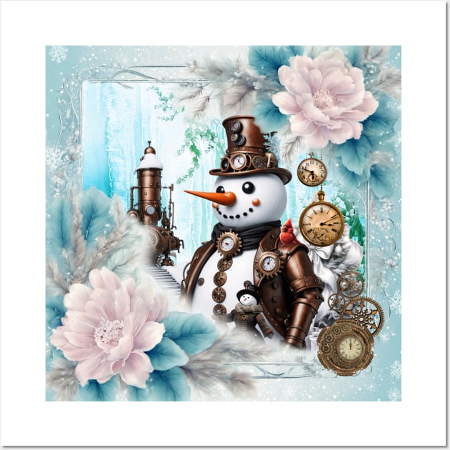 Snowman in Time! Steampunk Snowman Brings Winter Wonderland to Life Wall Art by Nicky2342